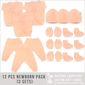 12 Pieces Newborn Clothes (3 Sets PEACH Color)