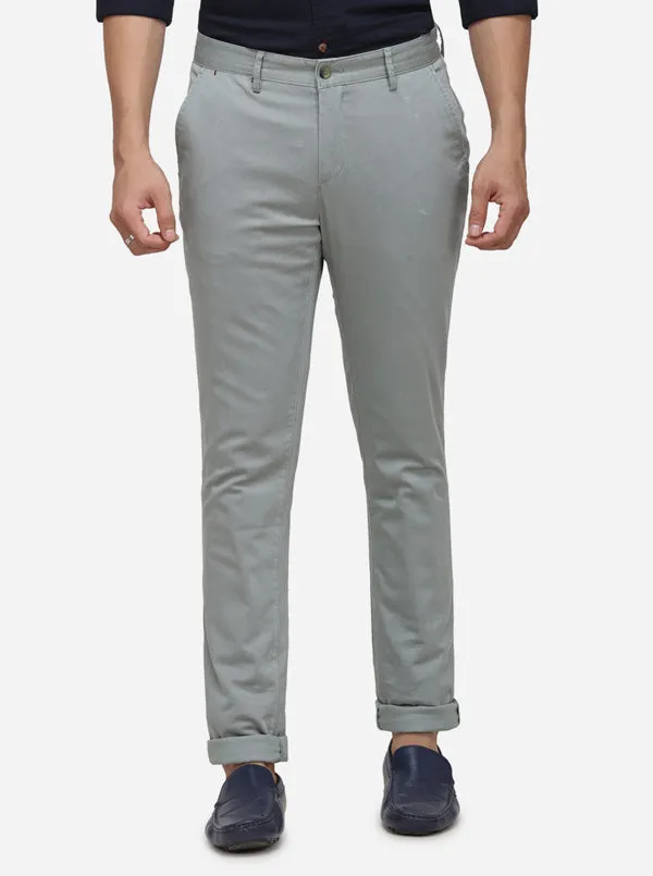 Beryl Green Solid Super Slim Fit Casual Trouser | Greenfibre