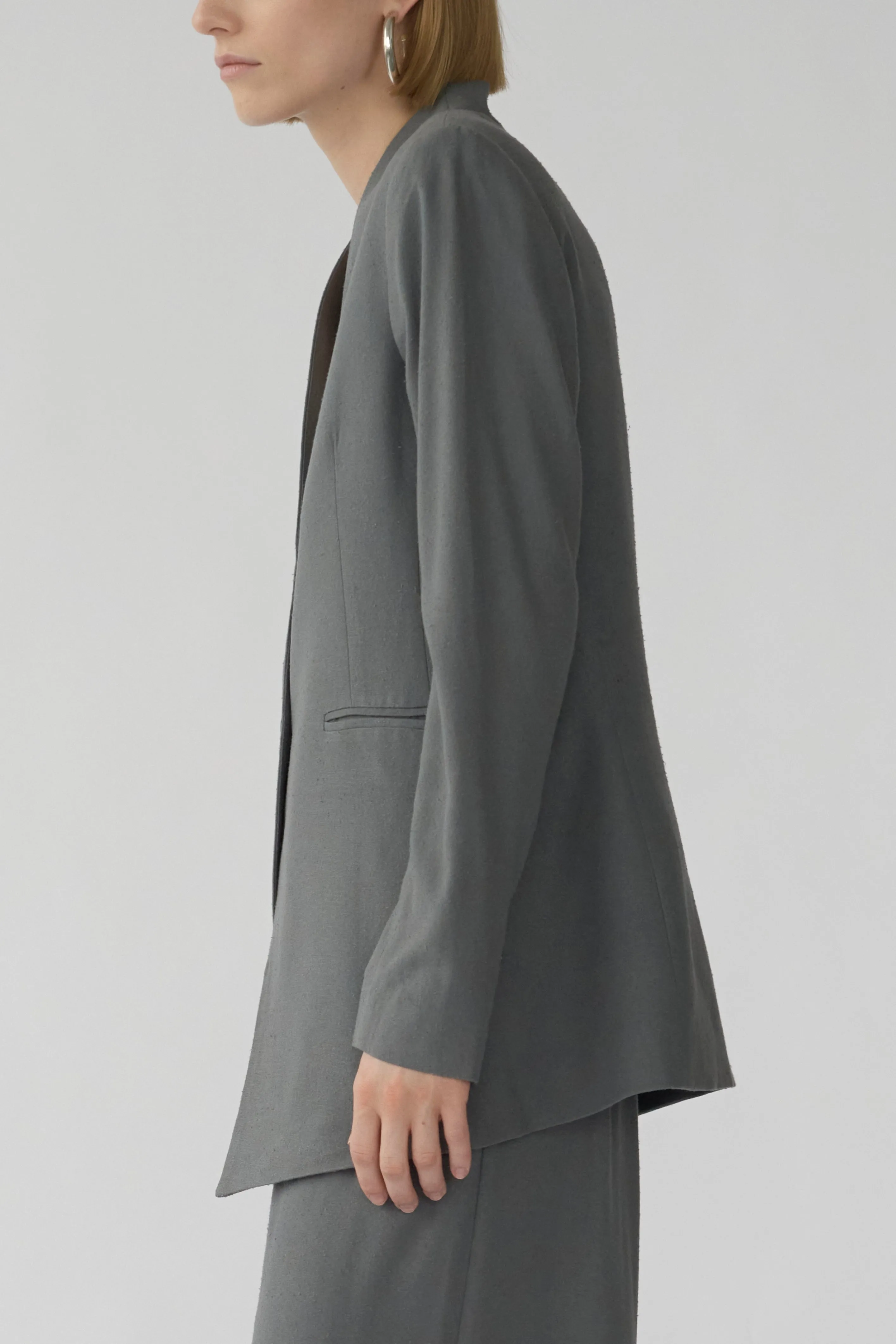 CHET BLAZER - STONE - RAW SILK