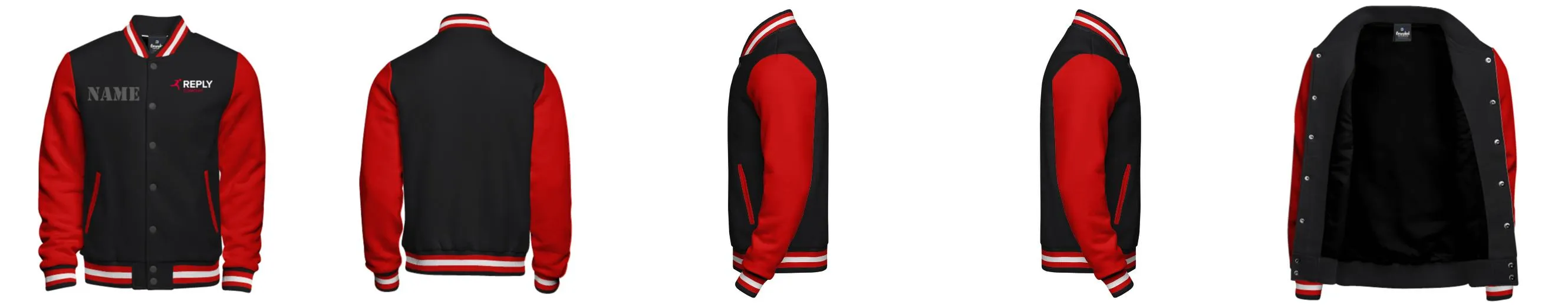 Cotton Fleece Varsity Jacket With Black Satin Lining