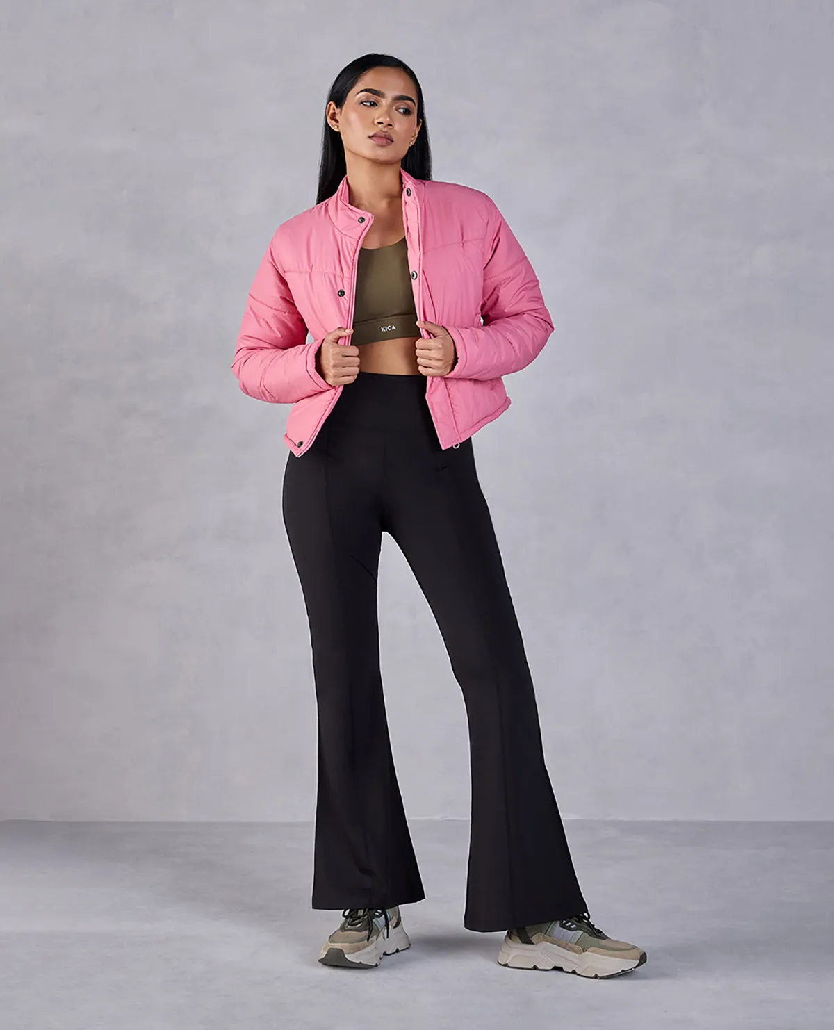 Cropped Puffer Jacket Pink