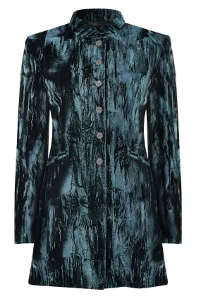 Dark Teal Crushed Velvet Jacket - Zoe