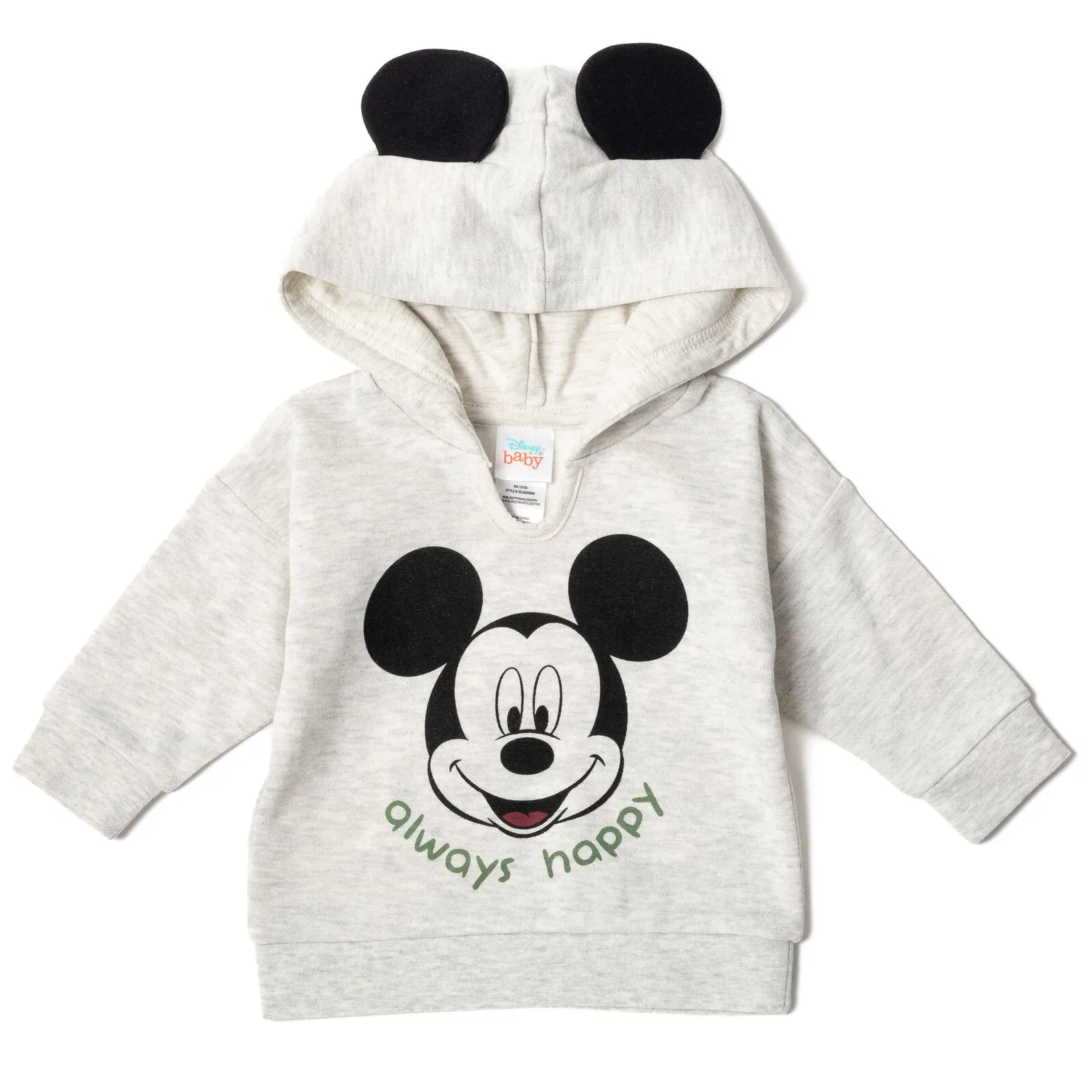 Disney Mickey Mouse Fleece Pullover Hoodie Bodysuit and Pants 3 Piece Outfit Set