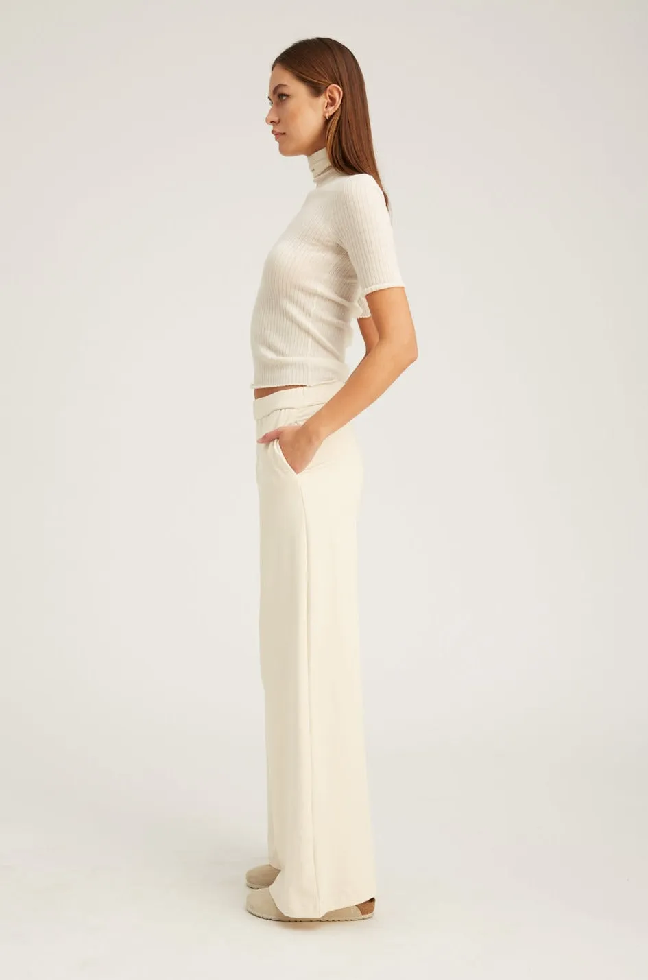 Ecru City Wide Leg Trouser