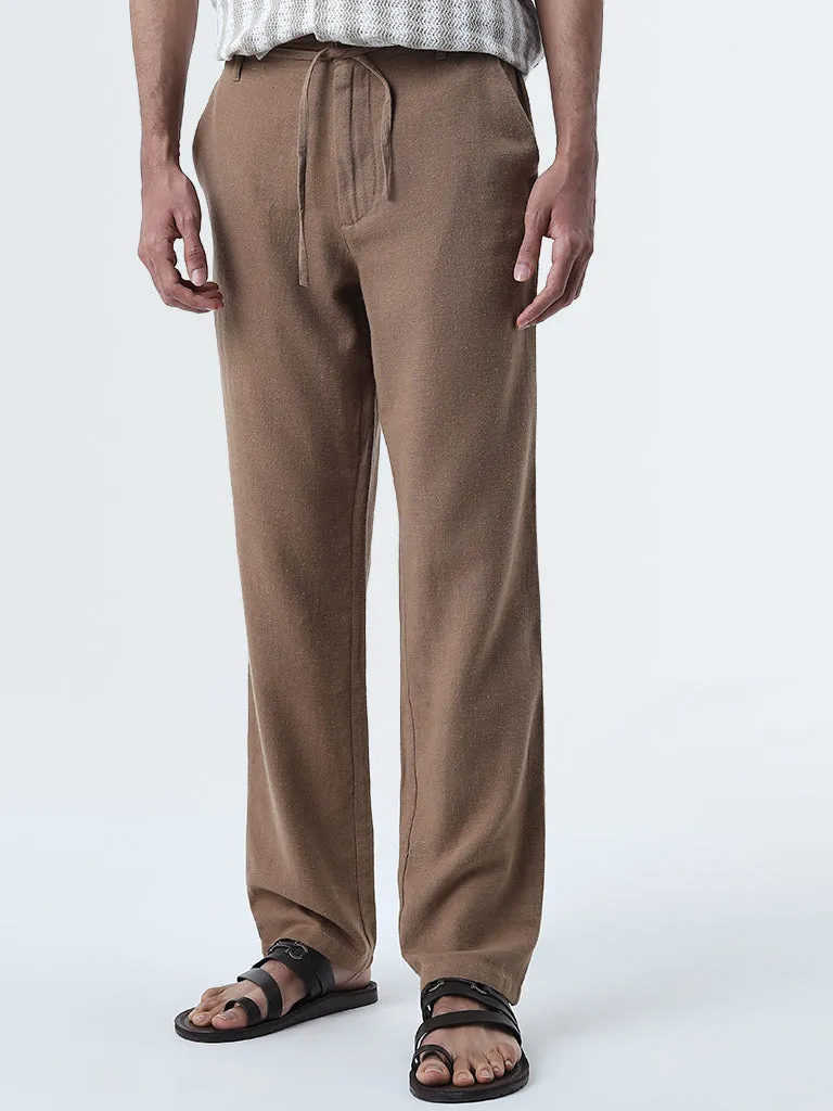 ETA Taupe Relaxed-Fit Mid-Rise Cotton Chinos