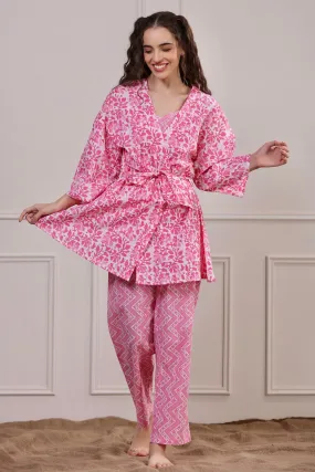 Floral Patterns on Pink Three Piece Set