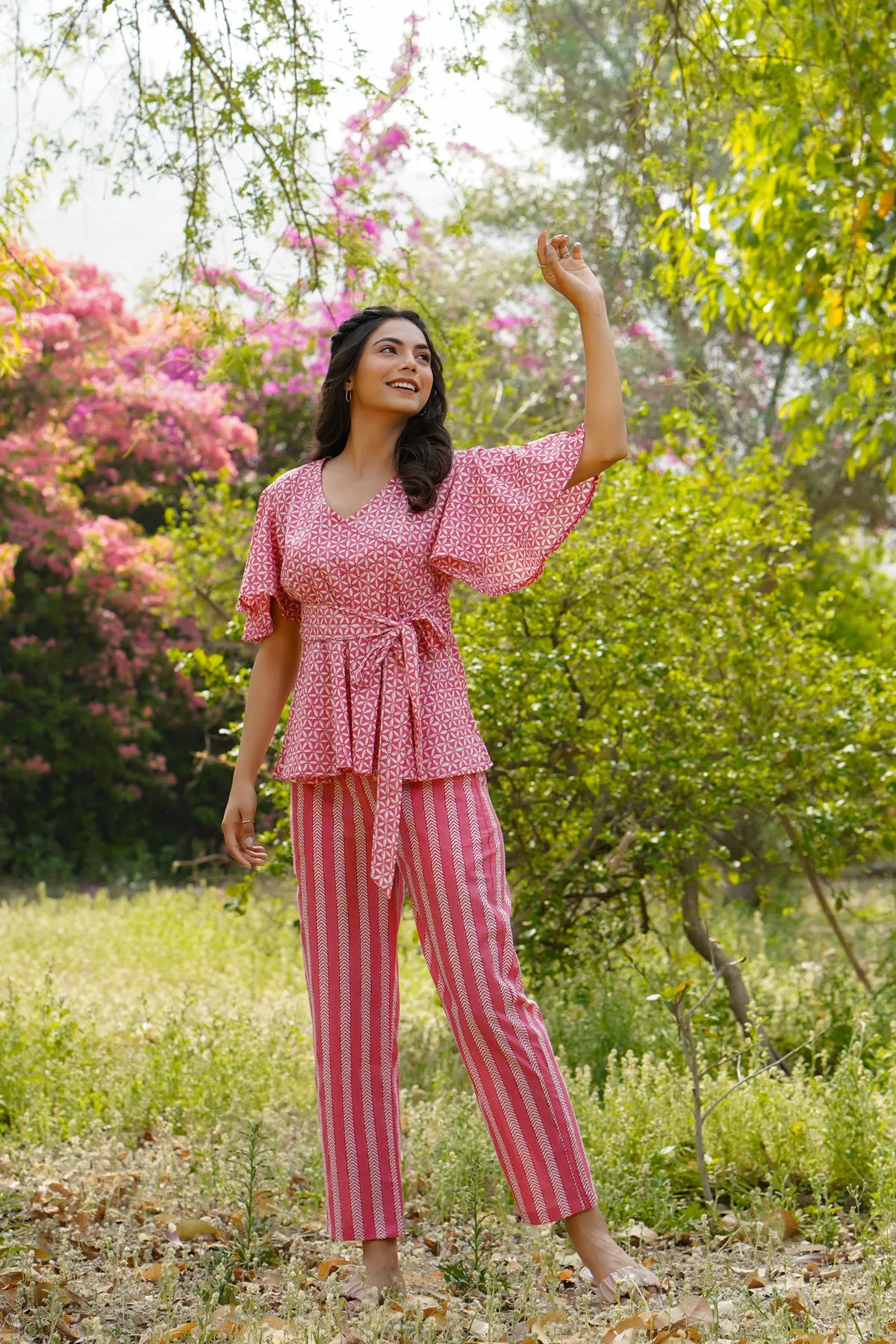 Garden treasures on Pink Loungewear