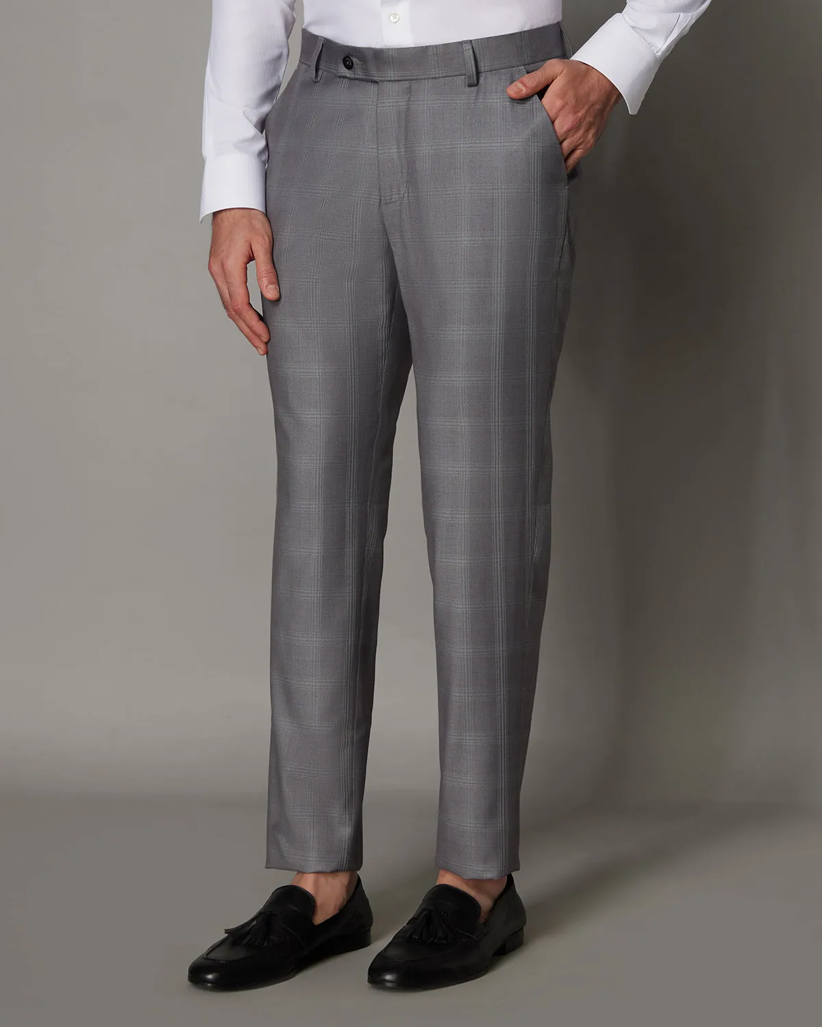 Opus Checkered Dress Pants - Grey