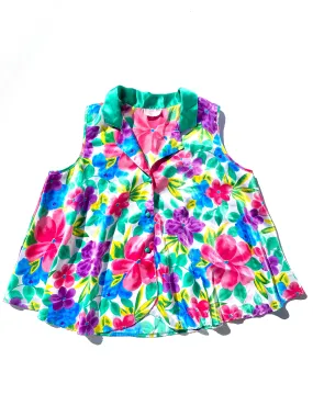 VINTAGE: Collared Blouse - Bright Floral